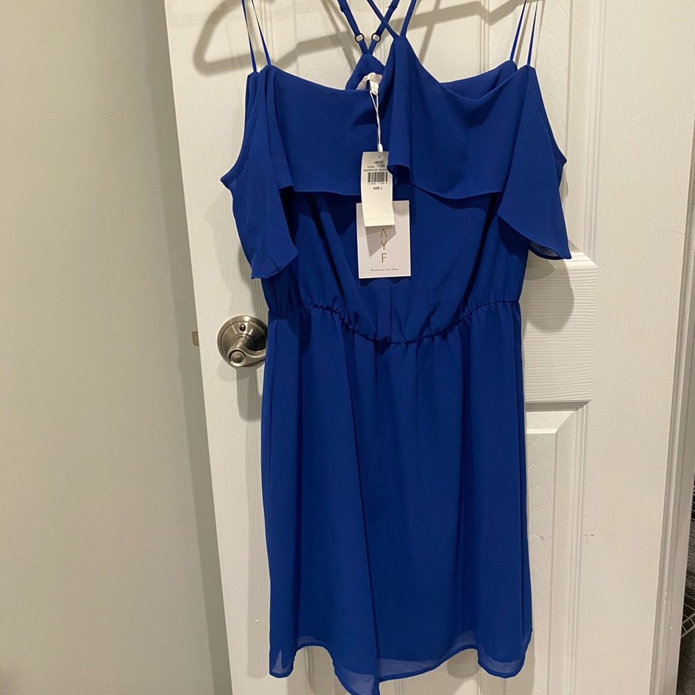 Breezy Blue Dress in Short Length off shoulder